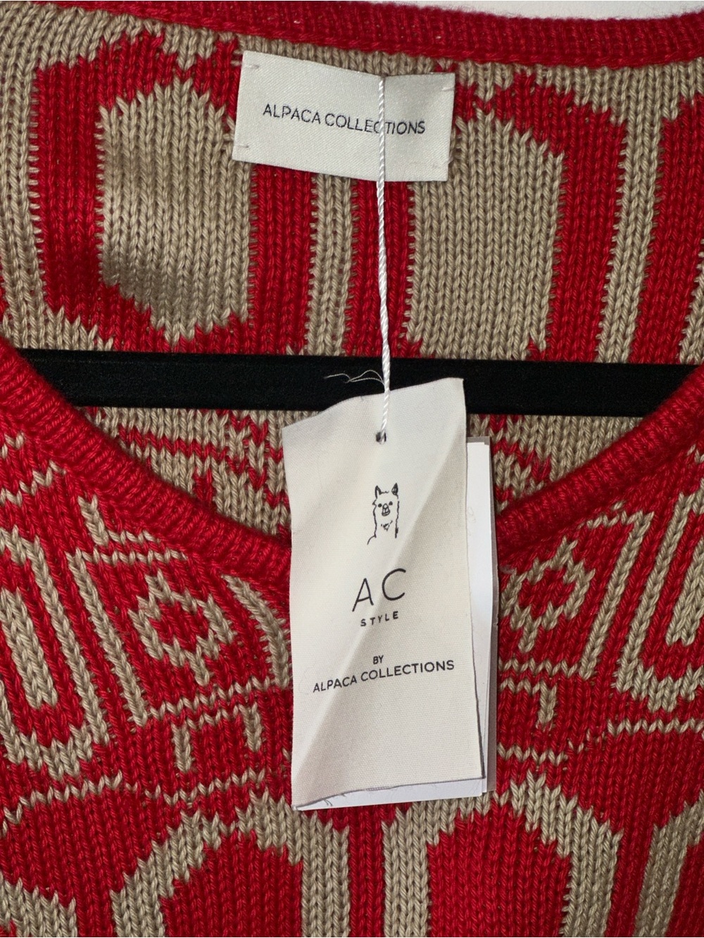 Aplaca collections - Red Patterned Fringe Sweater Poncho - Unknown Brand - Picture 3 of 11